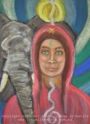 Female guide with elephant