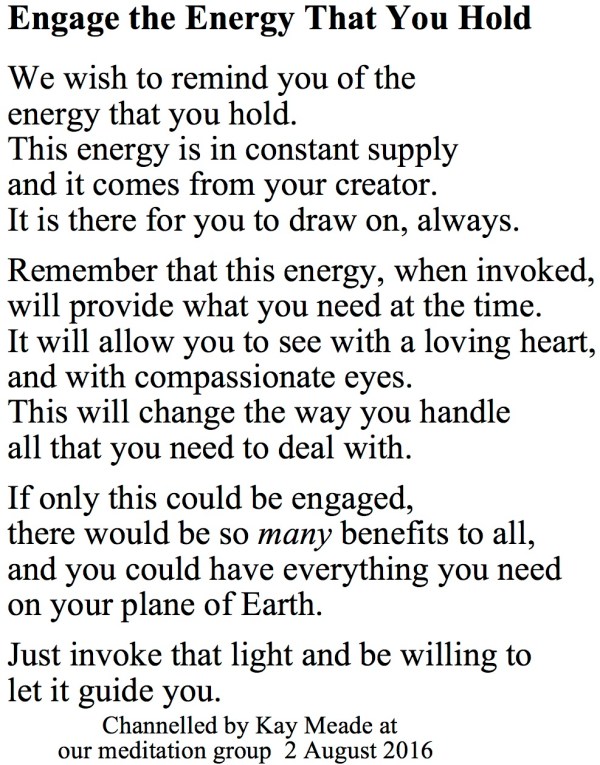 Engage the Energy That You Hold