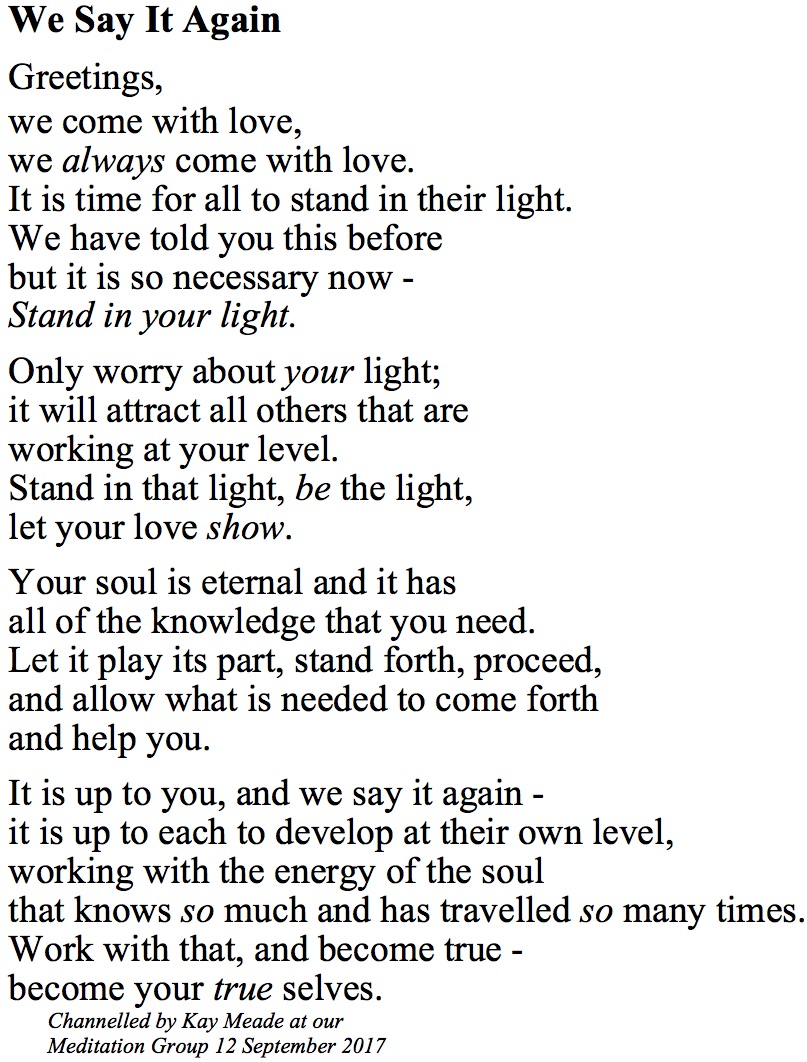 “We Say It Again” – channelled message from The Circle of The Light of ...